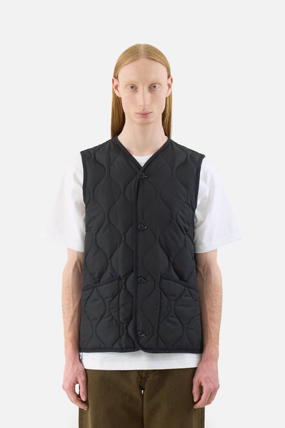 Military Button V Neck Down Vest